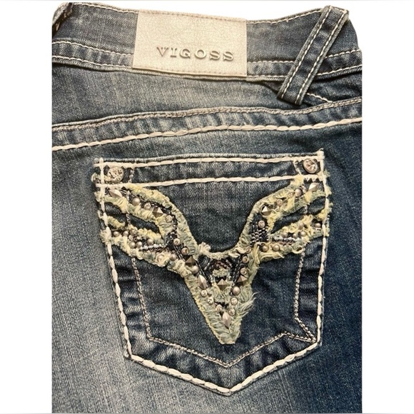 Vigoss Blue Ankle Cropped Jeans with Vintage Wash - Picture 2 of 9